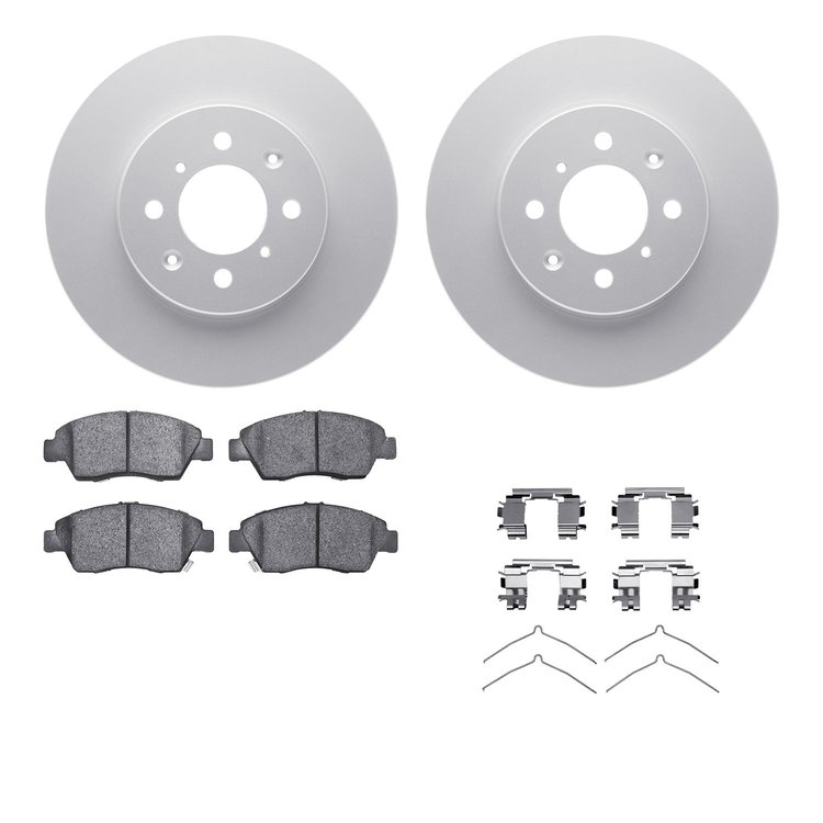 4512-59106 Geospec Brake Rotors w/5000 Advanced Brake Pads Kit & Hardware, 2003-2008 Acura/Honda, Position: Front