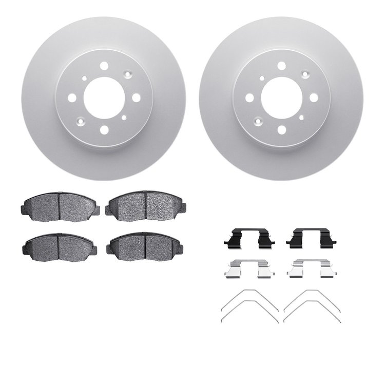 4512-59108 Geospec Brake Rotors w/5000 Advanced Brake Pads Kit & Hardware, 1996-2014 Acura/Honda, Position: Front