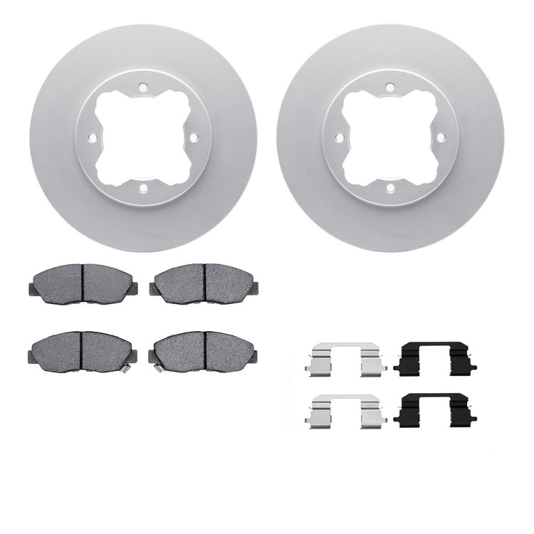4512-59109 Geospec Brake Rotors w/5000 Advanced Brake Pads Kit & Hardware, 1990-1997 Acura/Honda, Position: Front