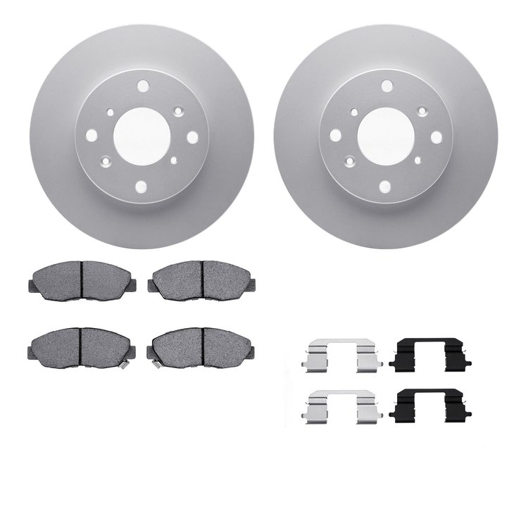 4512-59115 Geospec Brake Rotors w/5000 Advanced Brake Pads Kit & Hardware, 1998-1999 Acura/Honda, Position: Front
