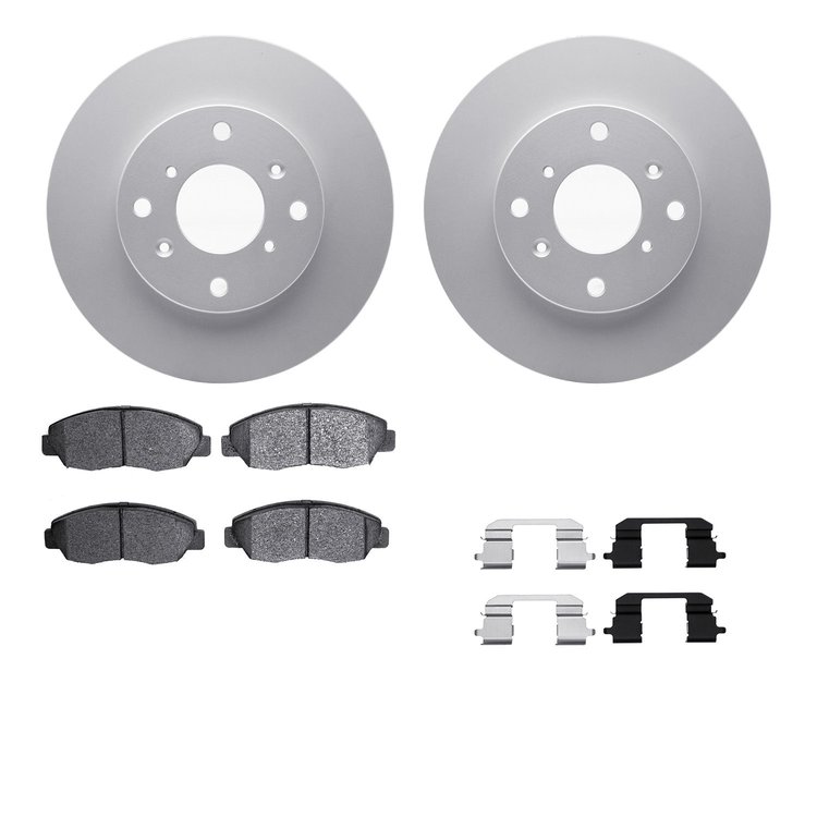 4512-59116 Geospec Brake Rotors w/5000 Advanced Brake Pads Kit & Hardware, 1998-2002 Acura/Honda, Position: Front