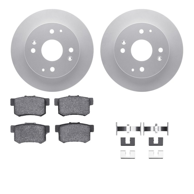 4512-59119 Geospec Brake Rotors w/5000 Advanced Brake Pads Kit & Hardware, 1998-1999 Acura/Honda, Position: Rear