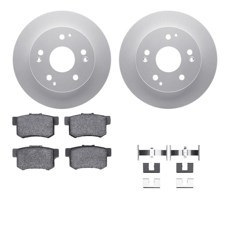 4512-59121 Geospec Brake Rotors w/5000 Advanced Brake Pads Kit & Hardware, 1998-2002 Acura/Honda, Position: Rear