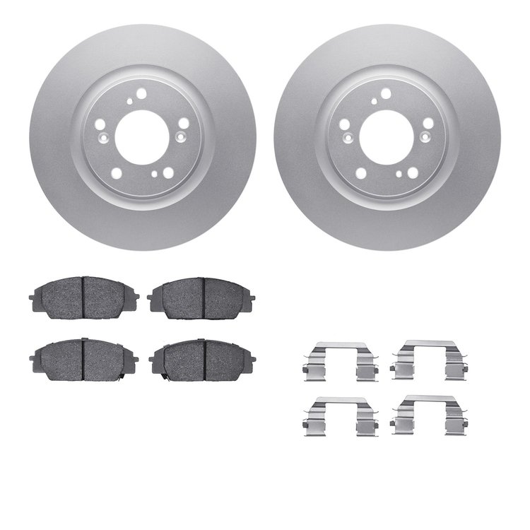 4512-59123 Geospec Brake Rotors w/5000 Advanced Brake Pads Kit & Hardware, 2000-2009 Acura/Honda, Position: Front