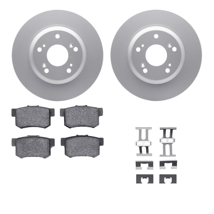 4512-59124 Geospec Brake Rotors w/5000 Advanced Brake Pads Kit & Hardware, 2000-2009 Acura/Honda, Position: Rear