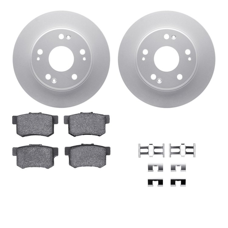 4512-59125 Geospec Brake Rotors w/5000 Advanced Brake Pads Kit & Hardware, 2003-2008 Acura/Honda, Position: Rear