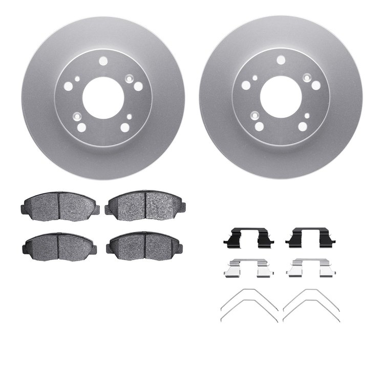 4512-59128 Geospec Brake Rotors w/5000 Advanced Brake Pads Kit & Hardware, 2006-2011 Acura/Honda, Position: Front