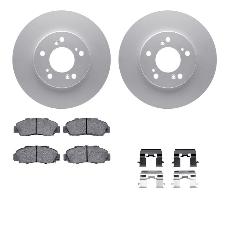 4512-59145 Geospec Brake Rotors w/5000 Advanced Brake Pads Kit & Hardware, 1997-2001 Acura/Honda, Position: Front