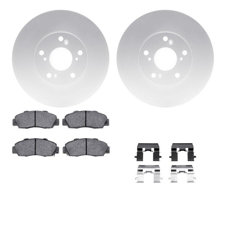 4512-59148 Geospec Brake Rotors w/5000 Advanced Brake Pads Kit & Hardware, 1998-2002 Acura/Honda, Position: Front