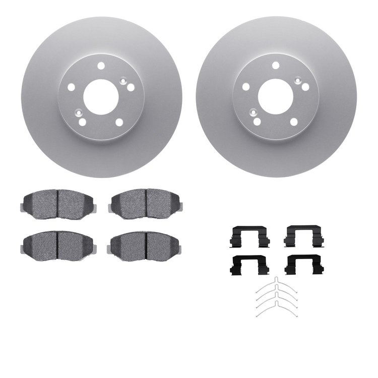 4512-59156 Geospec Brake Rotors w/5000 Advanced Brake Pads Kit & Hardware, 2003-2008 Acura/Honda, Position: Front