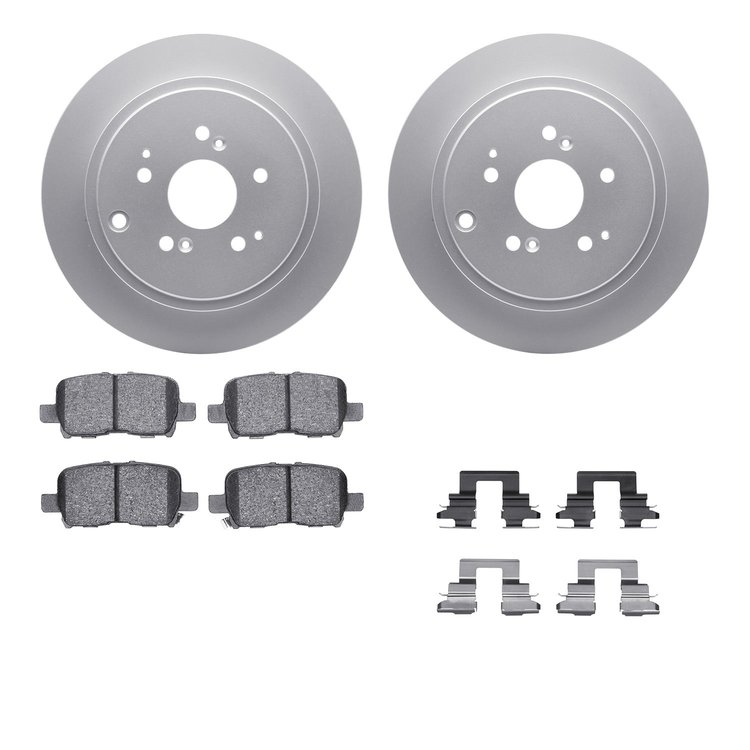 4512-59158 Geospec Brake Rotors w/5000 Advanced Brake Pads Kit & Hardware, 2001-2008 Acura/Honda, Position: Rear
