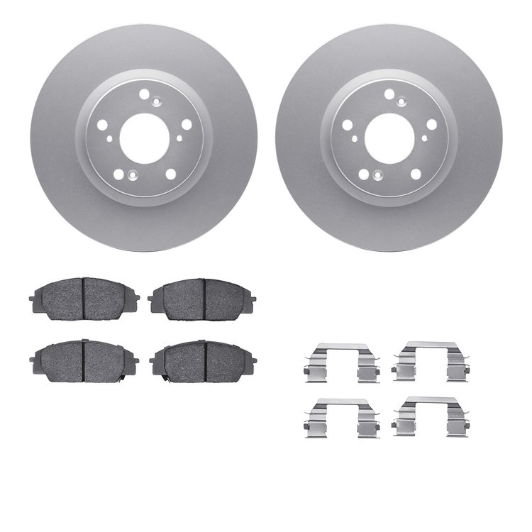 4512-59160 Geospec Brake Rotors w/5000 Advanced Brake Pads Kit & Hardware, 2002-2007 Acura/Honda, Position: Front