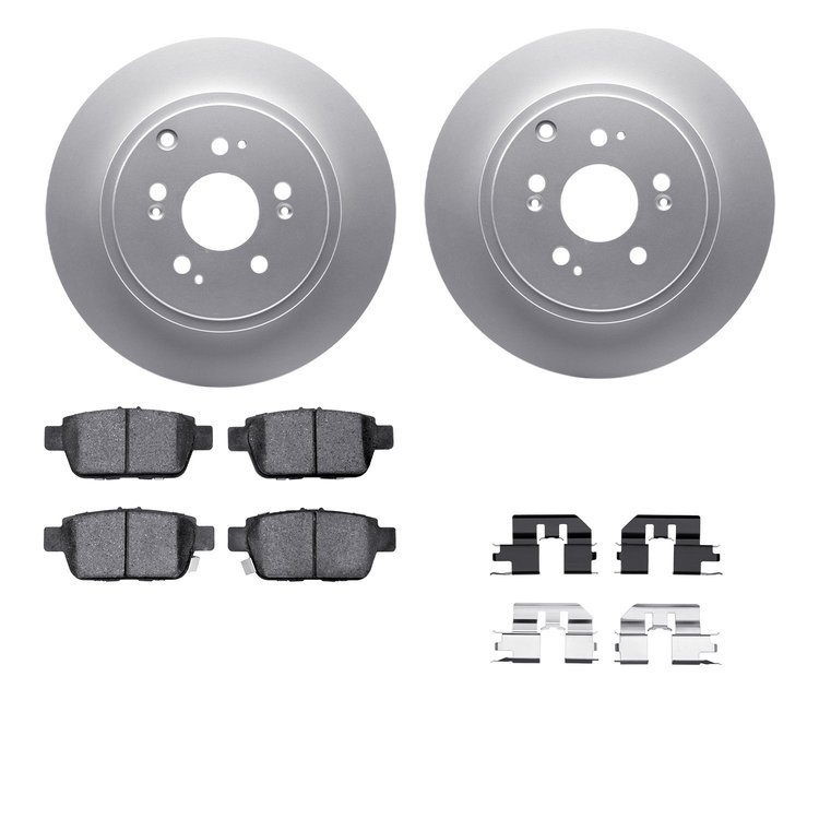 4512-59172 Geospec Brake Rotors w/5000 Advanced Brake Pads Kit & Hardware, 2006-2014 Acura/Honda, Position: Rear