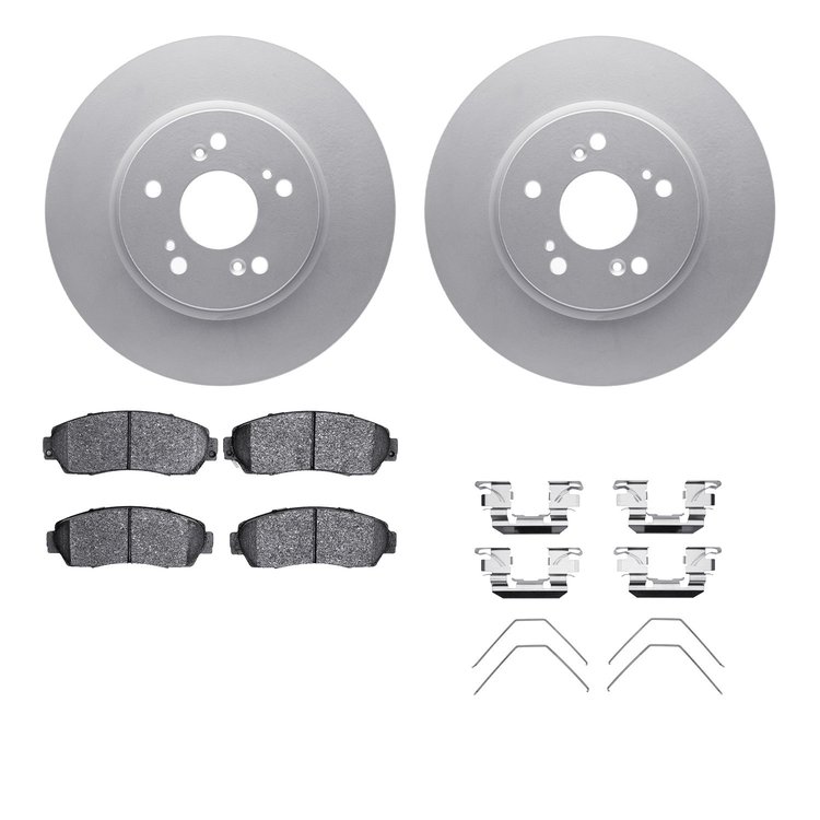 4512-59176 Geospec Brake Rotors w/5000 Advanced Brake Pads Kit & Hardware, 2007-2016 Acura/Honda, Position: Front