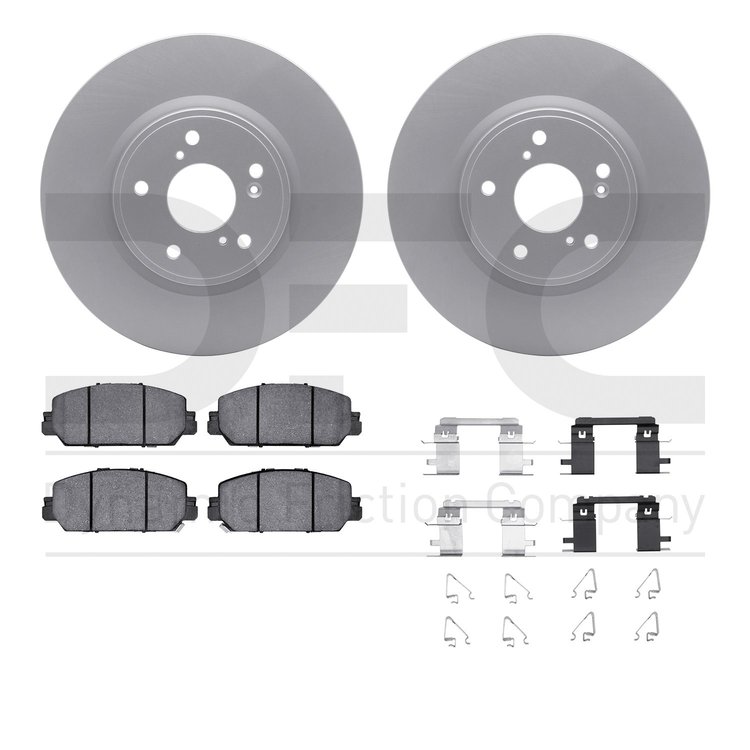 4512-59468 Geospec Brake Rotors w/5000 Advanced Brake Pads Kit & Hardware, Fits Select Acura/Honda, Position: Front