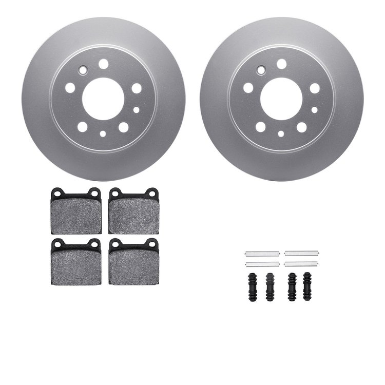 4512-63117 Geospec Brake Rotors w/5000 Advanced Brake Pads Kit & Hardware, 1967-1991 Mercedes-Benz, Position: Rear