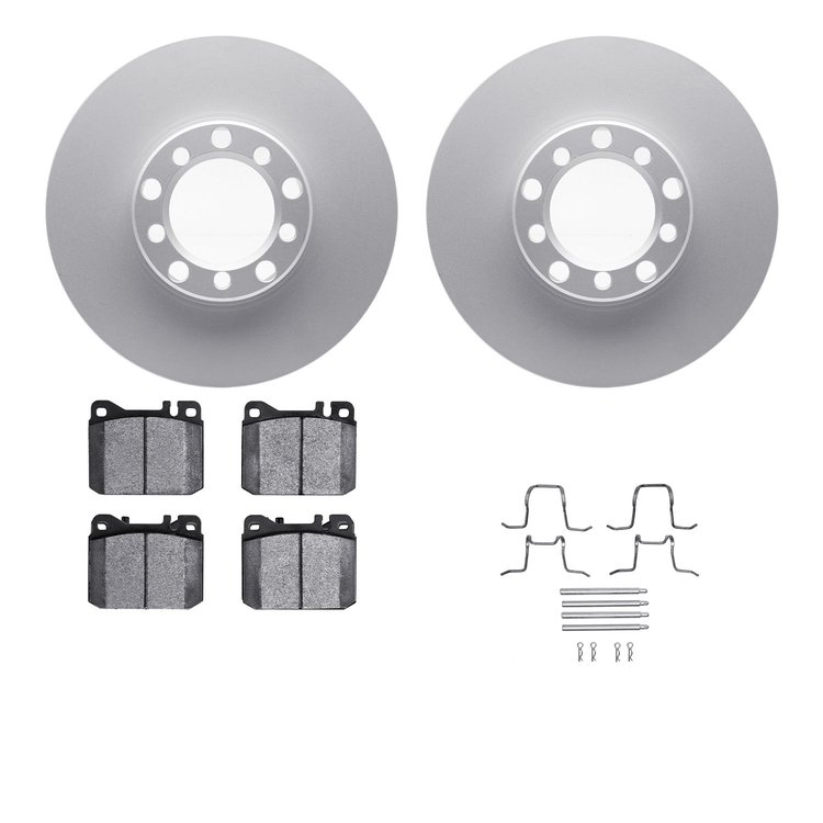 4512-63121 Geospec Brake Rotors w/5000 Advanced Brake Pads Kit & Hardware, 1979-1985 Mercedes-Benz, Position: Front
