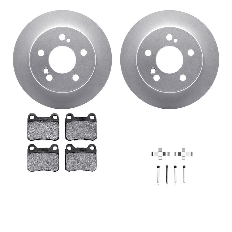 4512-63127 Geospec Brake Rotors w/5000 Advanced Brake Pads Kit & Hardware, 1984-1989 Mercedes-Benz, Position: Rear