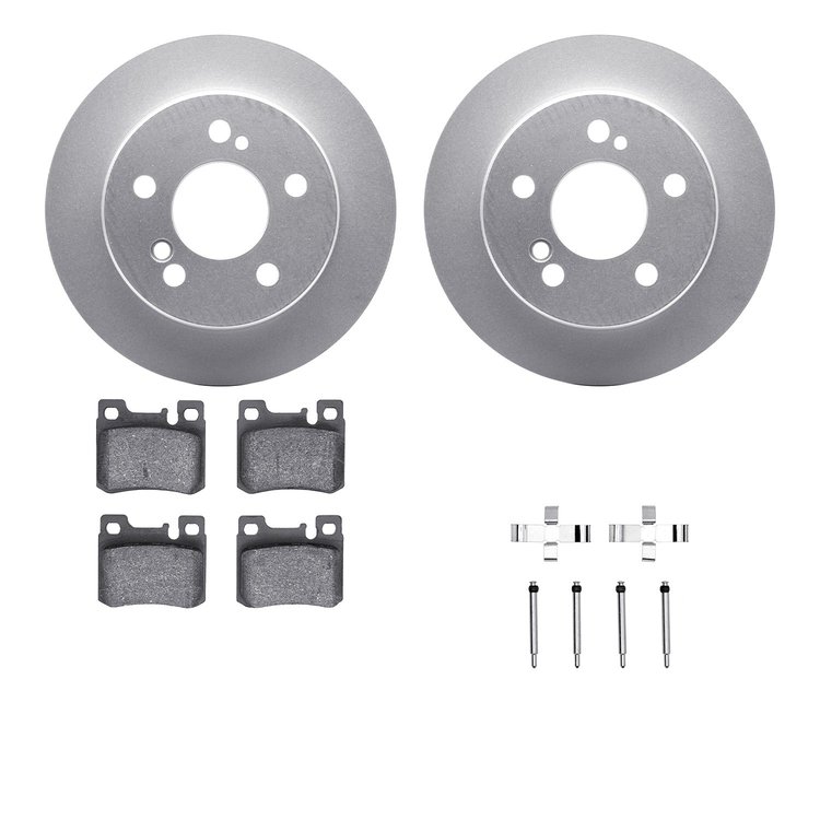 4512-63128 Geospec Brake Rotors w/5000 Advanced Brake Pads Kit & Hardware, 1986-1993 Mercedes-Benz, Position: Rear