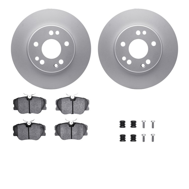 4512-63129 Geospec Brake Rotors w/5000 Advanced Brake Pads Kit & Hardware, 1984-1995 Mercedes-Benz, Position: Front