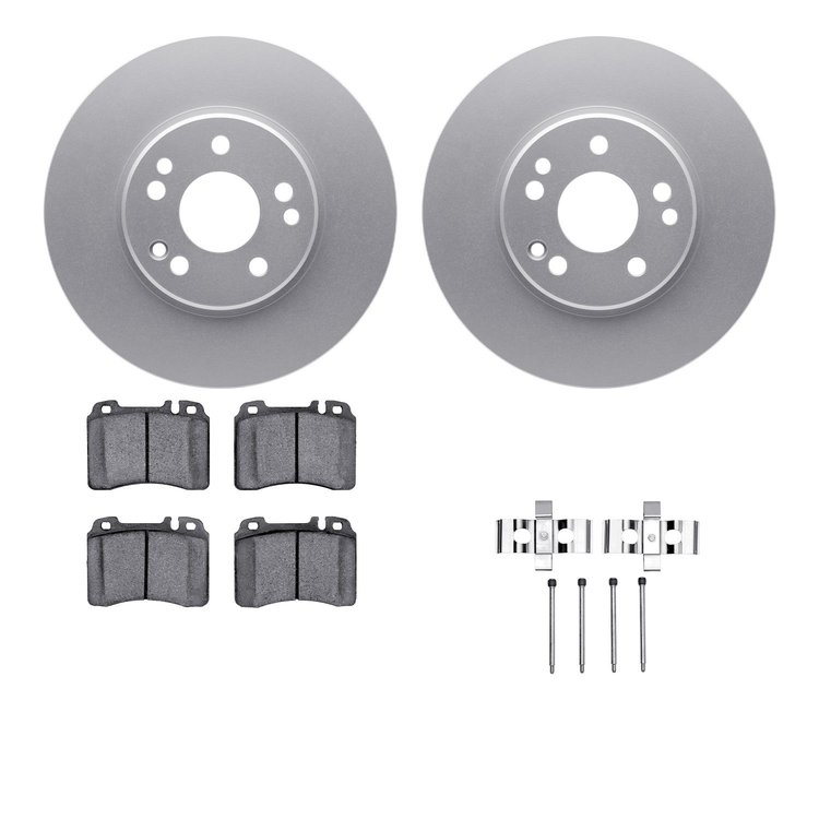4512-63132 Geospec Brake Rotors w/5000 Advanced Brake Pads Kit & Hardware, 1990-1998 Mercedes-Benz, Position: Front