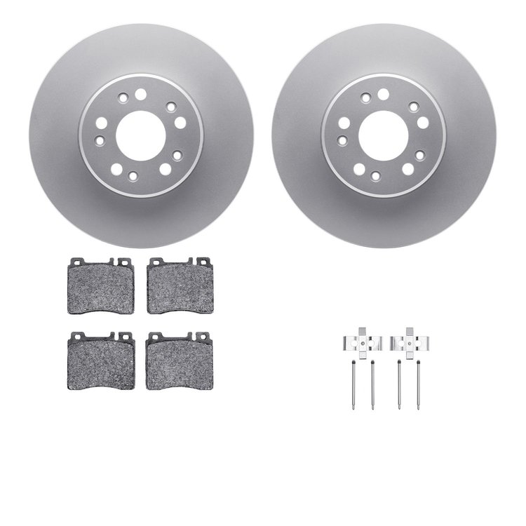 4512-63133 Geospec Brake Rotors w/5000 Advanced Brake Pads Kit & Hardware, 1991-1999 Mercedes-Benz, Position: Front