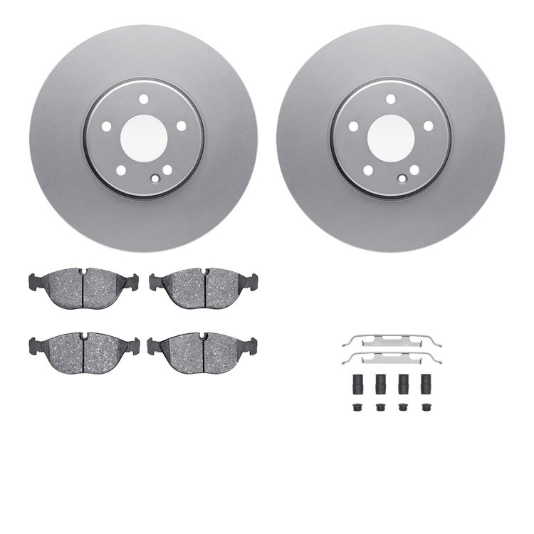 4512-63148 Geospec Brake Rotors w/5000 Advanced Brake Pads Kit & Hardware, 2000-2006 Multiple Makes/Models, Position: Front