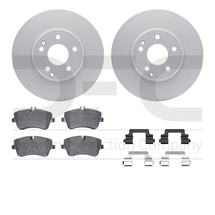 4512-63153 Geospec Brake Rotors w/5000 Advanced Brake Pads Kit & Hardware, 2001-2011 Mercedes-Benz, Position: Front