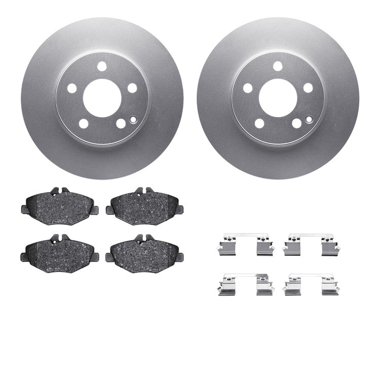 4512-63154 Geospec Brake Rotors w/5000 Advanced Brake Pads Kit & Hardware, 2003-2009 Mercedes-Benz, Position: Front