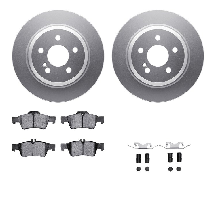 4512-63159 Geospec Brake Rotors w/5000 Advanced Brake Pads Kit & Hardware, 2003-2017 Mercedes-Benz, Position: Rear