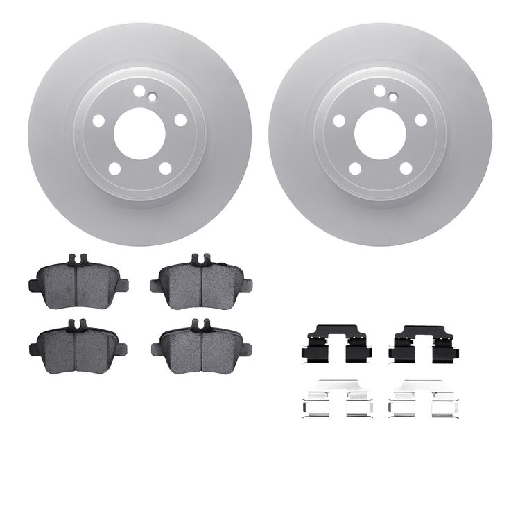 4512-63197 Geospec Brake Rotors w/5000 Advanced Brake Pads Kit & Hardware, 2017-2020 Mercedes-Benz, Position: Rear