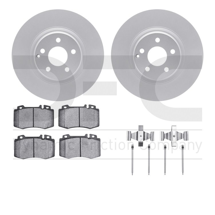4512-63214 Geospec Brake Rotors w/5000 Advanced Brake Pads Kit & Hardware, 2006-2006 Mercedes-Benz, Position: Front