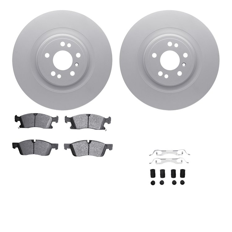 4512-63233 Geospec Brake Rotors w/5000 Advanced Brake Pads Kit & Hardware, 2013-2016 Mercedes-Benz, Position: Front