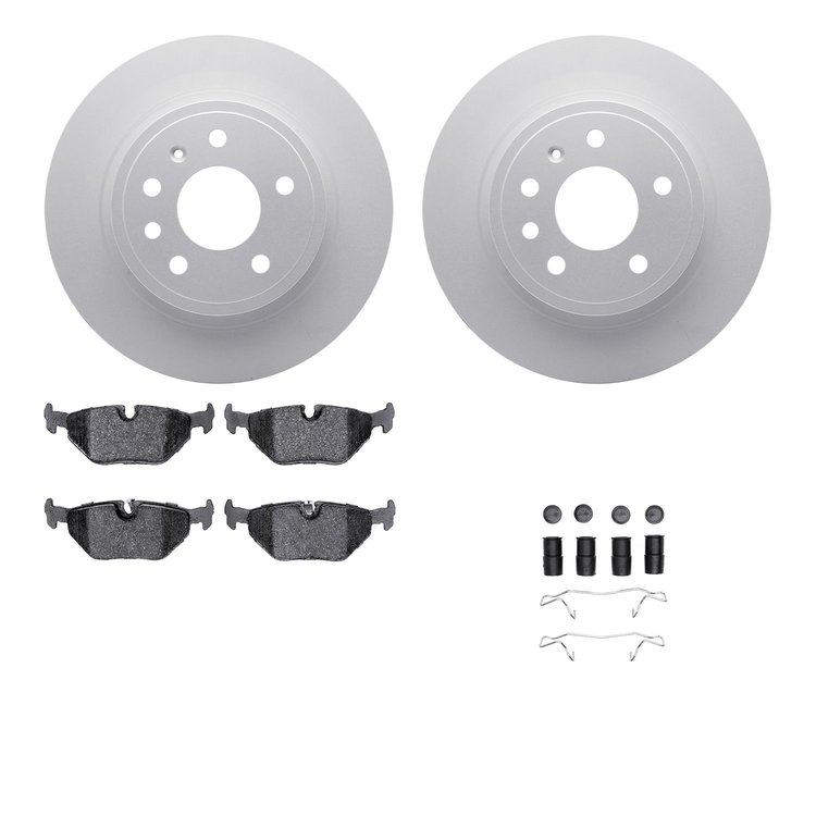 4512-65030 Geospec Brake Rotors w/5000 Advanced Brake Pads Kit & Hardware, 1999-2010 GM, Position: Rear