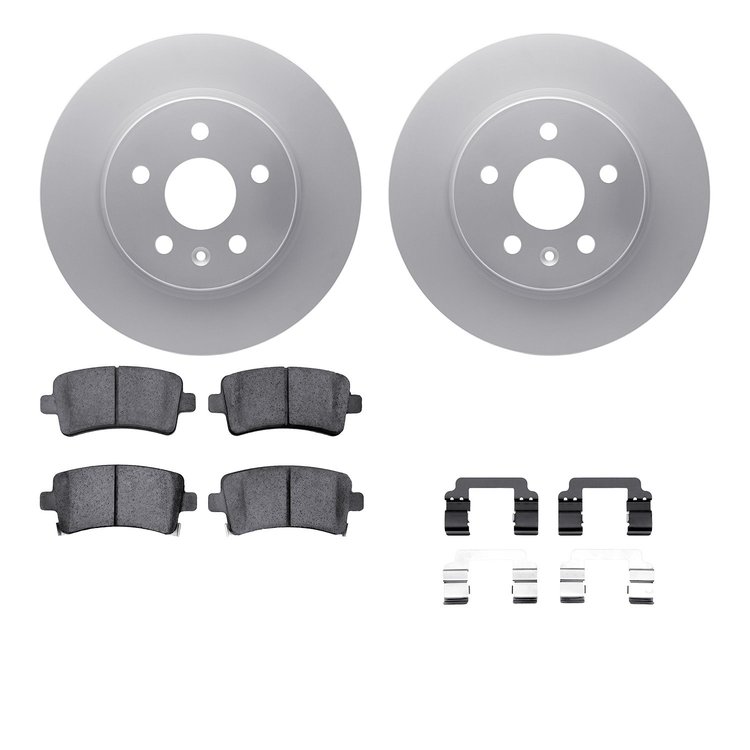 4512-65051 Geospec Brake Rotors w/5000 Advanced Brake Pads Kit & Hardware, 2010-2020 GM, Position: Rear