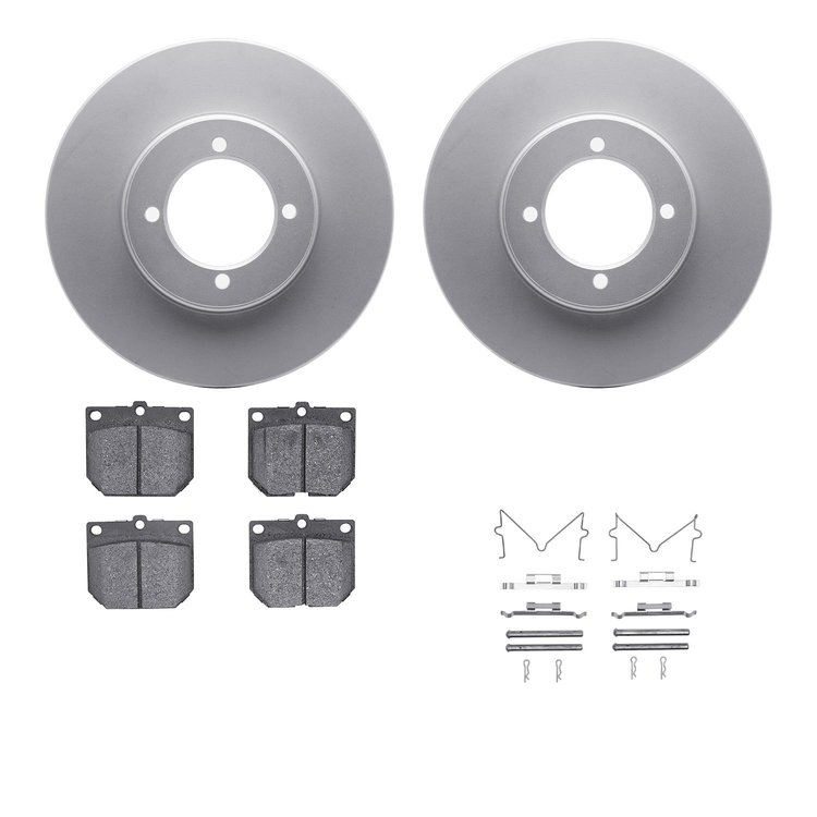 4512-67074 Geospec Brake Rotors w/5000 Advanced Brake Pads Kit & Hardware, 1970-1973 Infiniti/Nissan, Position: Front