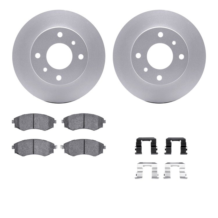 4512-67075 Geospec Brake Rotors w/5000 Advanced Brake Pads Kit & Hardware, 1989-1996 Infiniti/Nissan, Position: Front