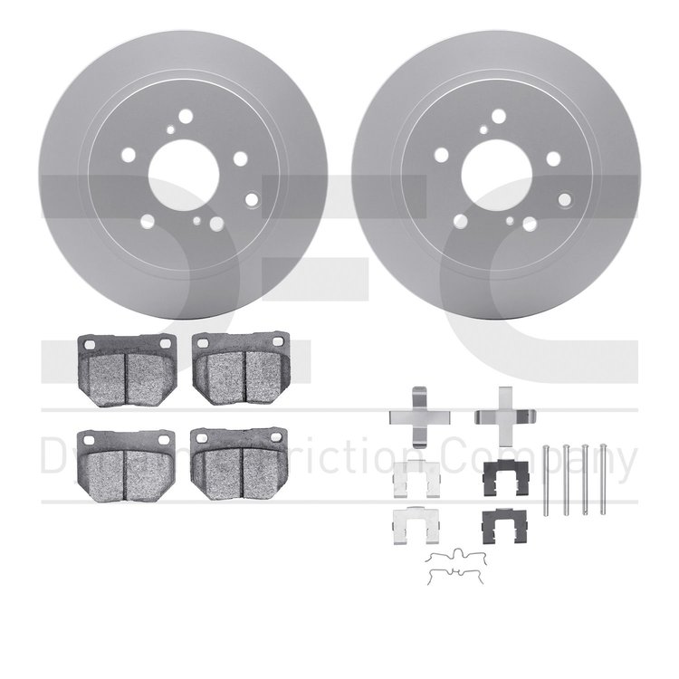 4512-67079 Geospec Brake Rotors w/5000 Advanced Brake Pads Kit & Hardware, 1989-1996 Infiniti/Nissan, Position: Rear