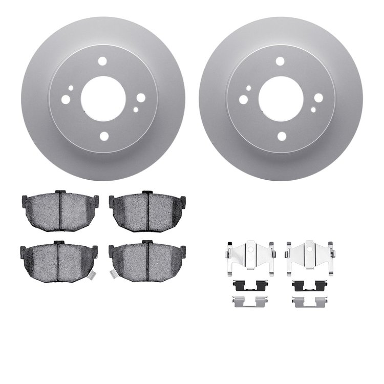 4512-67081 Geospec Brake Rotors w/5000 Advanced Brake Pads Kit & Hardware, 1990-1992 Infiniti/Nissan, Position: Rear