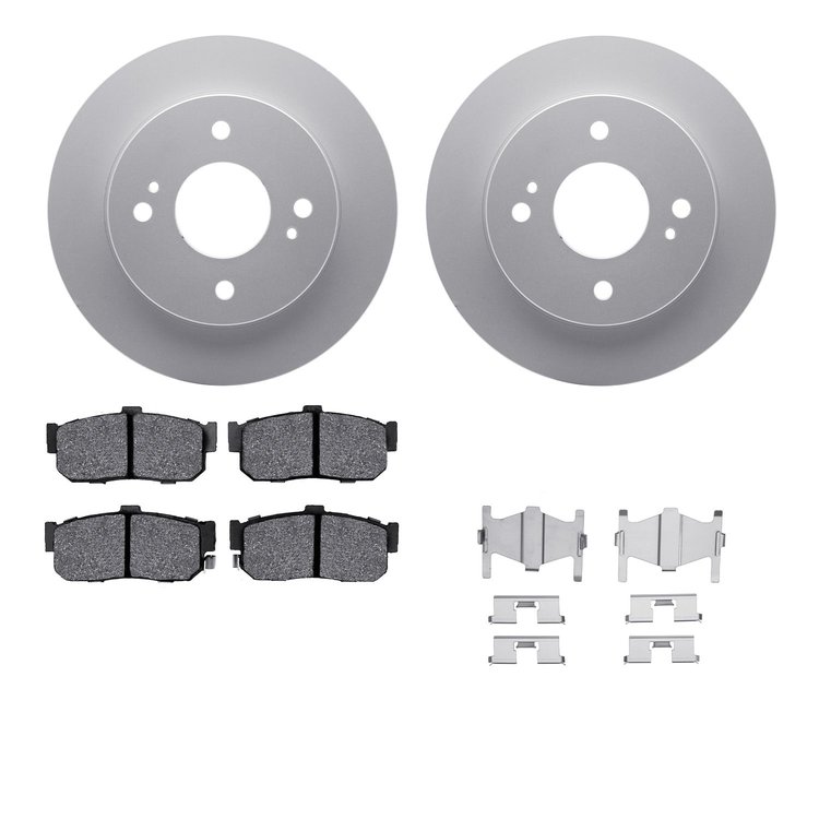 4512-67082 Geospec Brake Rotors w/5000 Advanced Brake Pads Kit & Hardware, 1991-2001 Infiniti/Nissan, Position: Rear