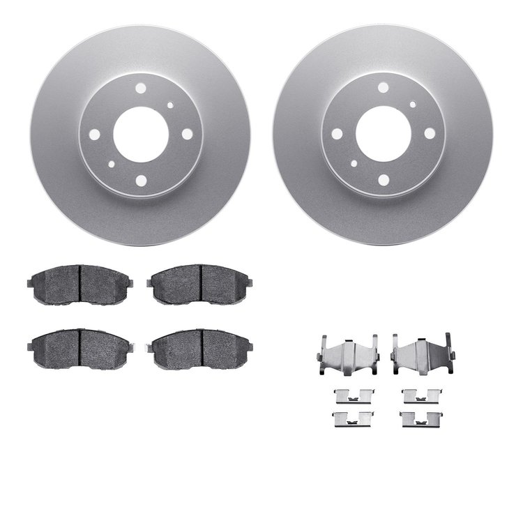 4512-67084 Geospec Brake Rotors w/5000 Advanced Brake Pads Kit & Hardware, 1993-2006 Infiniti/Nissan, Position: Front