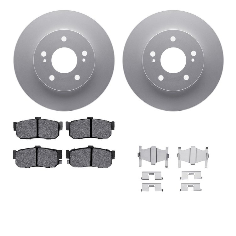 4512-67085 Geospec Brake Rotors w/5000 Advanced Brake Pads Kit & Hardware, 1994-2000 Infiniti/Nissan, Position: Rear