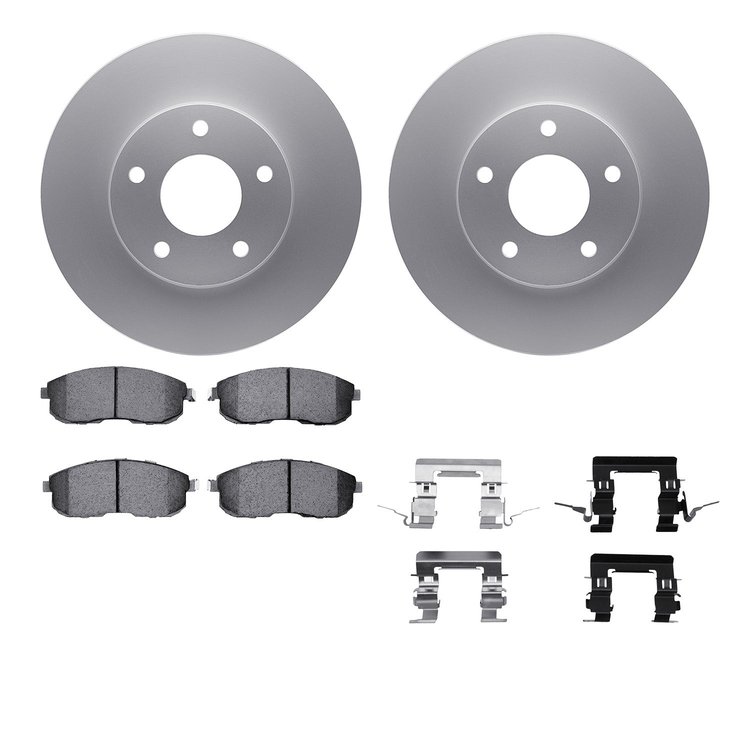 4512-67088 Geospec Brake Rotors w/5000 Advanced Brake Pads Kit & Hardware, 1999-2001 Infiniti/Nissan, Position: Front