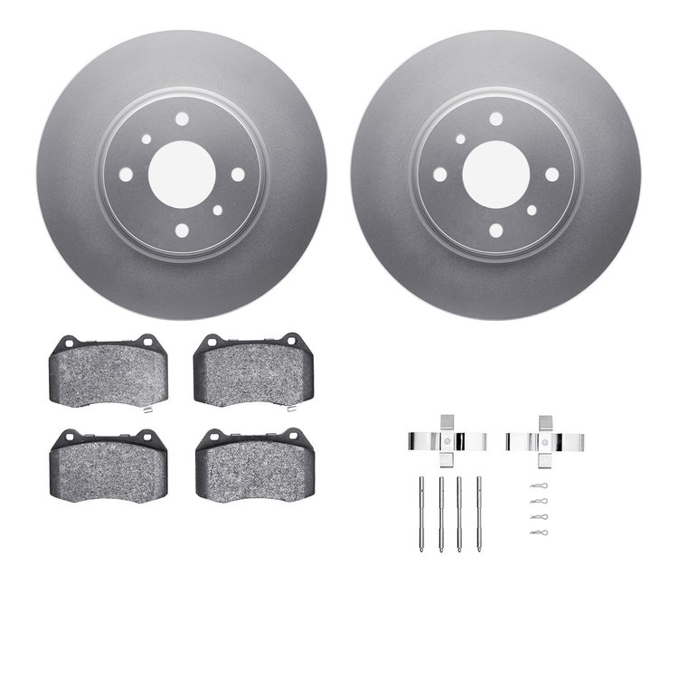 4512-67099 Geospec Brake Rotors w/5000 Advanced Brake Pads Kit & Hardware, 2004-2006 Infiniti/Nissan, Position: Front