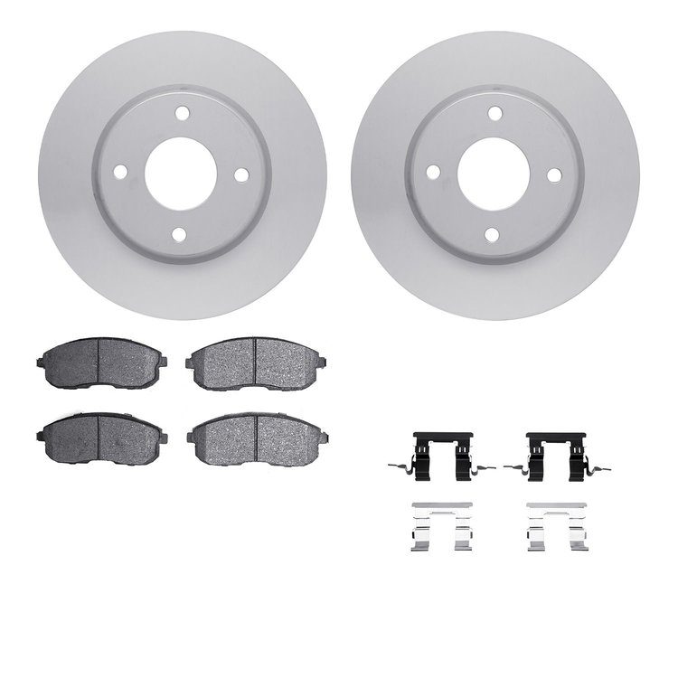 4512-67104 Geospec Brake Rotors w/5000 Advanced Brake Pads Kit & Hardware, 2007-2014 Infiniti/Nissan, Position: Front