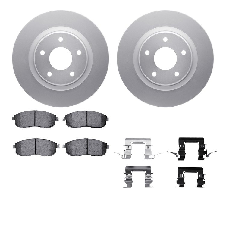 4512-67105 Geospec Brake Rotors w/5000 Advanced Brake Pads Kit & Hardware, 2007-2013 Infiniti/Nissan, Position: Front