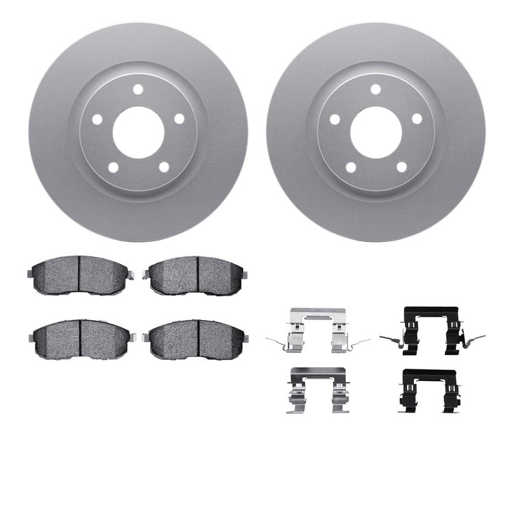 4512-67110 Geospec Brake Rotors w/5000 Advanced Brake Pads Kit & Hardware, 2007-2012 Infiniti/Nissan, Position: Front