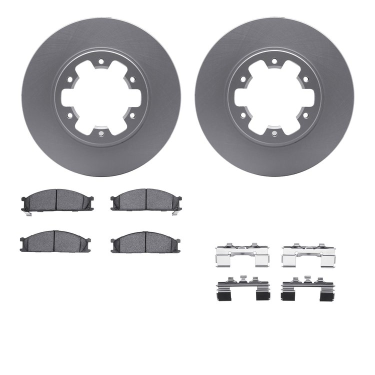 4512-67119 Geospec Brake Rotors w/5000 Advanced Brake Pads Kit & Hardware, 1985-2002 Infiniti/Nissan, Position: Front