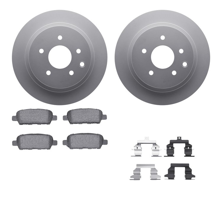 4512-67129 Geospec Brake Rotors w/5000 Advanced Brake Pads Kit & Hardware, 2008-2013 Infiniti/Nissan, Position: Rear