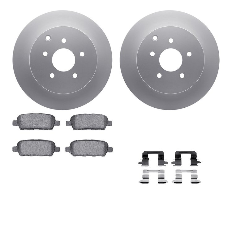 4512-67131 Geospec Brake Rotors w/5000 Advanced Brake Pads Kit & Hardware, Fits Select Infiniti/Nissan, Position: Rear